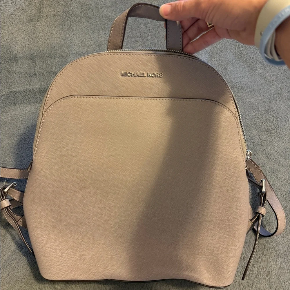 Michael Kors Emmy Gray Saffiano Leather Backpack